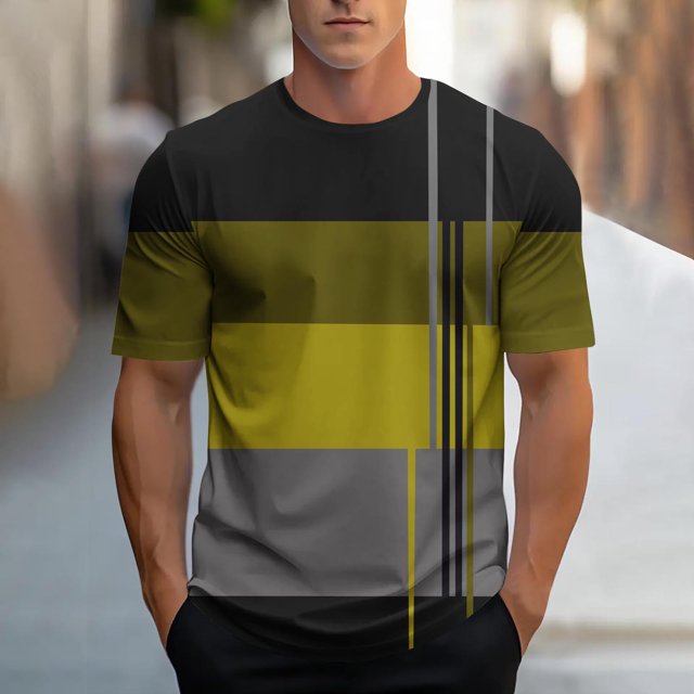 Weiqiqre T Shirts for Man Short Sleeve Tee Color Block Crew Neck Pullover Casual Basic Shirts