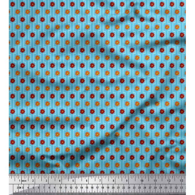 Soimoi Poly Georgette Fabric Artistic Floral Printed Fabric 1 Yard 42 Inch Wide