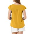 thumbnail image 3 of INSPIRE CHIC Women's Solid V Neck Cap Short Sleeves Work Blouse, 3 of 6