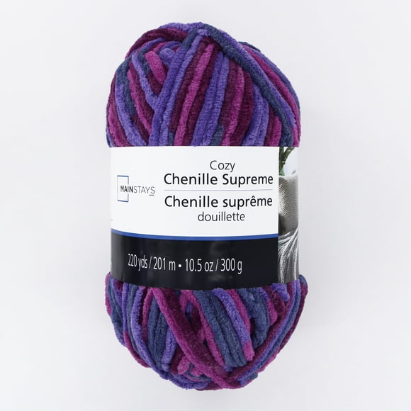 MAINSTAYS Cozy Chenille Supreme, 201 m (220 yd), 300 g (10.5 oz), 100% Polyester, Shades of Purple, 300 g (10.6 oz)