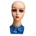 thumbnail image 4 of Mannequin Femme Chauve Tête Stable Base Multifonctionnelle Lisse Titulaire Mannequin Bleu Tissu, 4 of 9