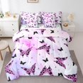 thumbnail image 1 of Erosebridal Literie Chic à Papillons Format Grand Lit pour Filles, Accessoires de Literie Teinture sur Nœuds Roses, Réversible 7 Pcs, 1 of 5