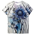 thumbnail image 4 of T-shirt Basique pour Femmes Été Décontracté Col Rond Manches Courtes Imprimé Fleuri T-Shirts Tee Shirt Femme Bleu TTTG, 4 of 4
