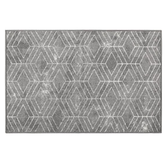 2-ft x 3-ft Malika Grey Printed Floor Mat