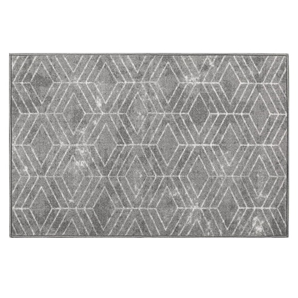 2-ft x 3-ft Malika Grey Printed Floor Mat