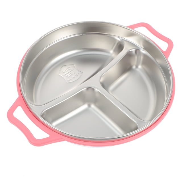 EeaseCA 1Pc Stainless Steel Kids Dinner Plate Food Plate Household Food Storage Plate