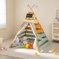 thumbnail image 3 of Costway Tipi pour Enfants avec Drapeaux Lavables à la Machine et Rideaux de Porte Tableau Noir Détachable, 3 of 10
