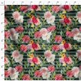 thumbnail image 4 of Soimoi Green Rayon Fabric Stripe & Grandiflora Roses Floral Print Sewing Fabric Yard 56 Inch Wide, 4 of 4