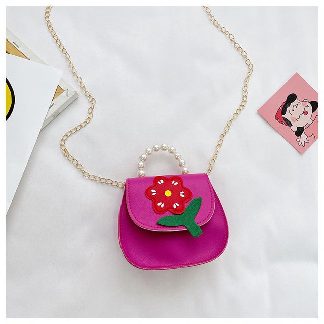 Little Girls' Cute Rabbit Crossbody Purse Small Bow Shoulder Bag Handbag for Kids - Rose Red,Floret