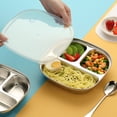 thumbnail image 4 of Assiettes Compartimentées en Acier Inoxydable pour Enfants - Assiettes Indestructibles avec Compartiments pour les Mangeurs Difficiles, le Dîner et le Camping, 4 of 7