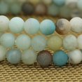 thumbnail image 4 of Bracelet Extensible Unisexe en Perles Rondes de 6 mm en Pierre Précieuse Amazonite Multicolore Mate Naturelle 7 Pouces, 4 of 5