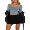 thumbnail image 1 of Solid Slit Crop Top Streetwear for Women, 1 of 6