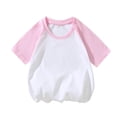 thumbnail image 4 of vdgthytj 2 Pack Kids Summer Raglan T-Shirts Girls Boys Color Block Crewneck Short Sleeve Casual Basic Tops Tees, 4 of 5