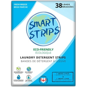 Smart Strips™ - Laundry Detergent Strips (38 Loads) - (FRESH BREEZE) Hypoallergenic, Eco Friendly, Plastic-Free and Compostable Laundry Sheets. Ultra-Concentrated Eco Strips for Sensitive Skin