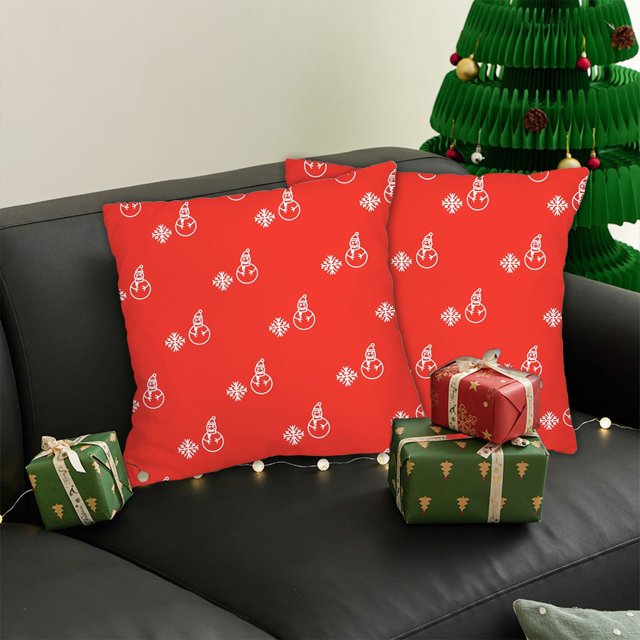 Amzcrzy Literie, Couvre-Lits, Courtepointes et Ensembles, Housses d'Oreiller de Noël 18x18 Pouces Ensemble d'Oreillers Décoratifs Sapin de Noël Rouges Décoration d'Hiver de Noël pour Maison Canapé Chambre Taie d'Oreiller