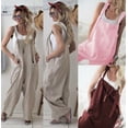 thumbnail image 4 of Pantalons Décontractés en Lin pour Femmes Combinaison en Coton à Bretelles Pantalons Harem, 4 of 5