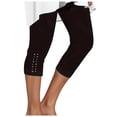 thumbnail image 1 of Capri Leggings For Women Summer Rhinestone Dressy Cropped High Waist Yoga Pants Compression Leggings Workout Pants Workout Leggings for Women Pack Womens High Waist Yoga Leggings with Pockets plus, 1 of 4