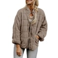 thumbnail image 1 of Kmbangi Women Stand Collar Long Sleeve Solid Color Full Zip Quilted Jackets, 1 of 4