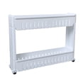 thumbnail image 2 of Heavy-Duty Narrow Storage Rack – 2-Tier Space-Saving Organizer for Kitchen, Bathroom & Refrigerator, Movable White Plastic Shelves (21.2x4.7x15.7in) White, 2 of 6