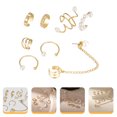 thumbnail image 4 of 8pcs Ear Clips Non Piercing Pearl Ear Cuffs Pearl Ear Jewelry for Women Men, 4 of 8