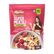 Alpino Protein-Rich Super Muesli Fruit & Nuts 400g | Rolled Oats, Flax Seed Sunflower Seed , Plant-Based | Cereal | Pouch
