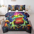 thumbnail image 1 of YST Colorful Frog Comforter Set Queen 7 Piece Mushroom Frog Bed in a Bag Trippy Room Decor,Rustic Country Cartoon Animal Bedding Set with 2 Sheets,2 Pillowcases,2 Throw Pillow Covers, 1 of 5