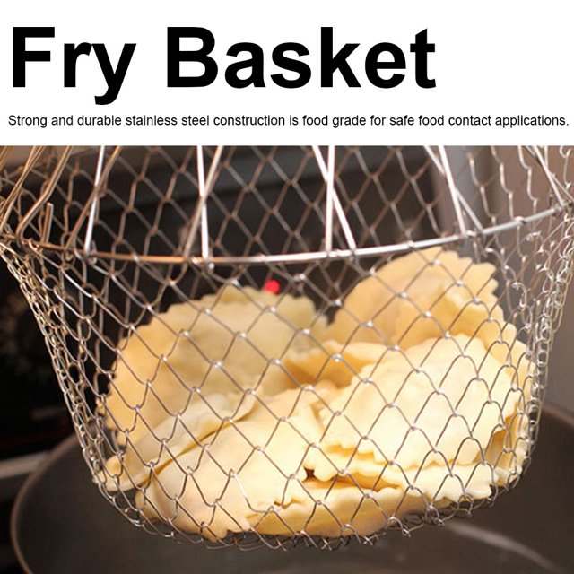 Sonew Filet de Friture Panier de Frites Français, Crépine de Cuisson de Panier de Friture Pliable pour Frites Friteuse Friteuse Outil de Cuisson de Cuisine