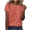 thumbnail image 1 of Plebaso T-Shirts de Mode pour Femmes à Imprimé Scintillant, Manches Courtes, T-Shirts Graphiques, Hauts Décontractés à Col Rond, 1 of 4