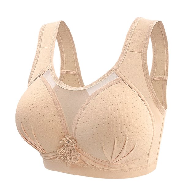 Wireless Bras for Women Middle Aged and Elderly Bras Without Steel Rings Large Size Underwear Front Button Style Bra Comfortable Bra Everyday Bras Beige 40
