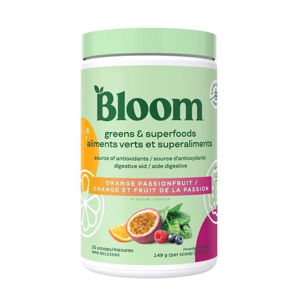 Bloom Nutrition Greens & Superfoods Powder, Orange Passionfruit, 25 Servings