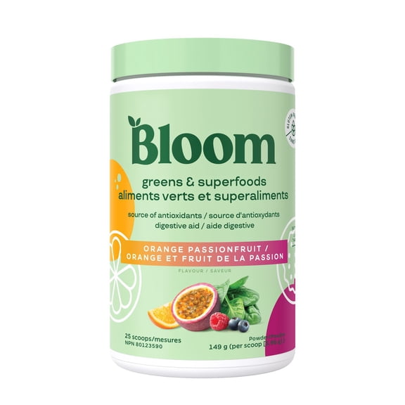 Bloom Nutrition Greens & Superfoods Powder, Orange Passionfruit, 25 Servings