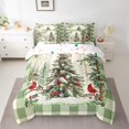 thumbnail image 2 of Christmas Holiday Queen Comforter Set 7 Piece,Xmas Tree Bed In A Bag With Sheets Winter Christmas Red Cardinal Bedding Set For Kids Adults,Green Checkered Grids Bed Set, 2 of 5