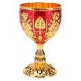 thumbnail image 1 of Calice à Vin, Style Rétro Largement Utilisé Calice Doré de 4 Po pour Banquet Fleur Rouge sur Or et Blanc, Or Rouge, 1 of 8