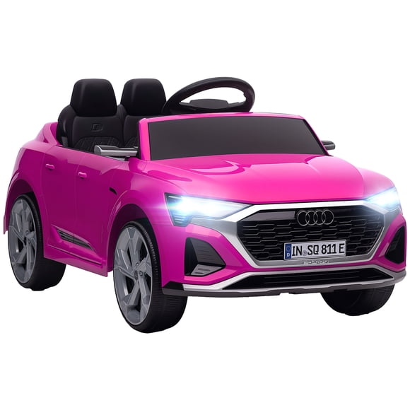 Qaba Voiture Électrique 12V sous Licence Audi Q8 avec Télécommande pour Enfants, Jouet à Chevaucher pour Tout-Petits, Cadeau, Rose