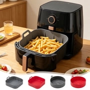 Kadlawus 4Pcs Air Fryer Silicone Baking Tray Food Grade Non Stick Cake Pan Microwave Oven Safe Pizza Tray for Bread Muffins Meat Vegetables Kitchen Home Cooks