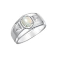 thumbnail image 3 of RYLOS Men's Rings Sterling Silver Classic 7X5MM Oval Gemstone & Diamond Ring Opal October Birthstone Rings For Men, Men's Rings, Silver Rings, Size 10, 3 of 7