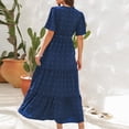thumbnail image 4 of Yuyuzo Robes d'Été pour Femmes 2025 à Col en V en Mousseline Boho de Plage Robe Midi Plissée Fluide Évasée à Volants Unie Longue Robe, 4 of 4