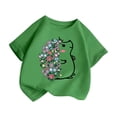 thumbnail image 3 of PMVFHDE Hauts pour Filles T-Shirts pour Filles T-Shirts Graphiques T-Shirts pour Fille Hauts d'Été Tendance pour Filles Hauts d'Été pour Fille T-Shirt Graphique Mignon pour Fille Col Rond Manches Courtes T-Shirt d'Été Vert, 7-8 Ans, 3 of 5