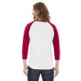 thumbnail image 2 of 5050 Raglan Three-Quarter Sleeve Tee, XS, WhiteRed, 2 of 2