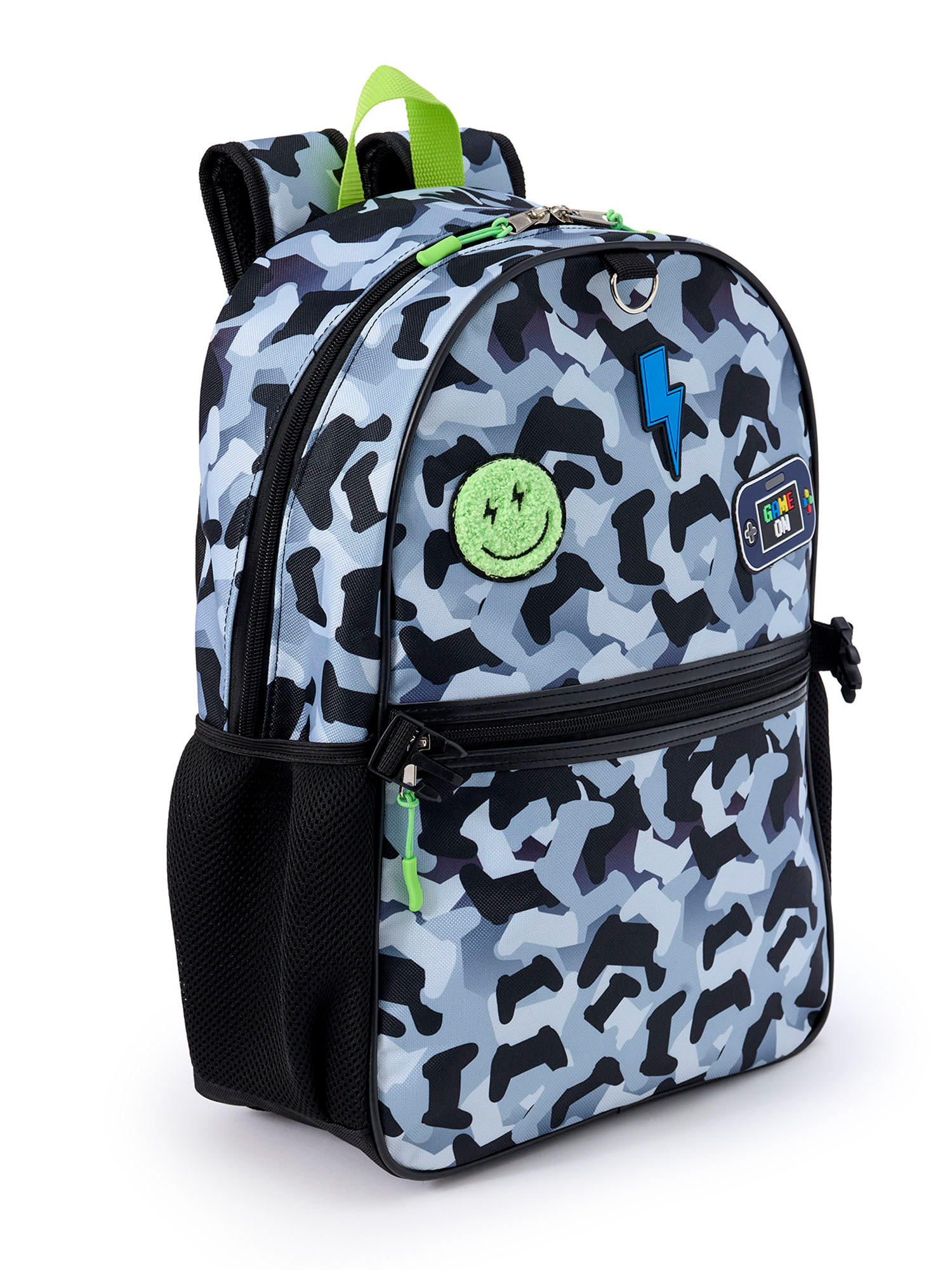 Schoolyard Vibes Camo Gamer 17" 3 Piece Backpack Set with Headphones and Kids Lunch Box, Back to School Supplies
