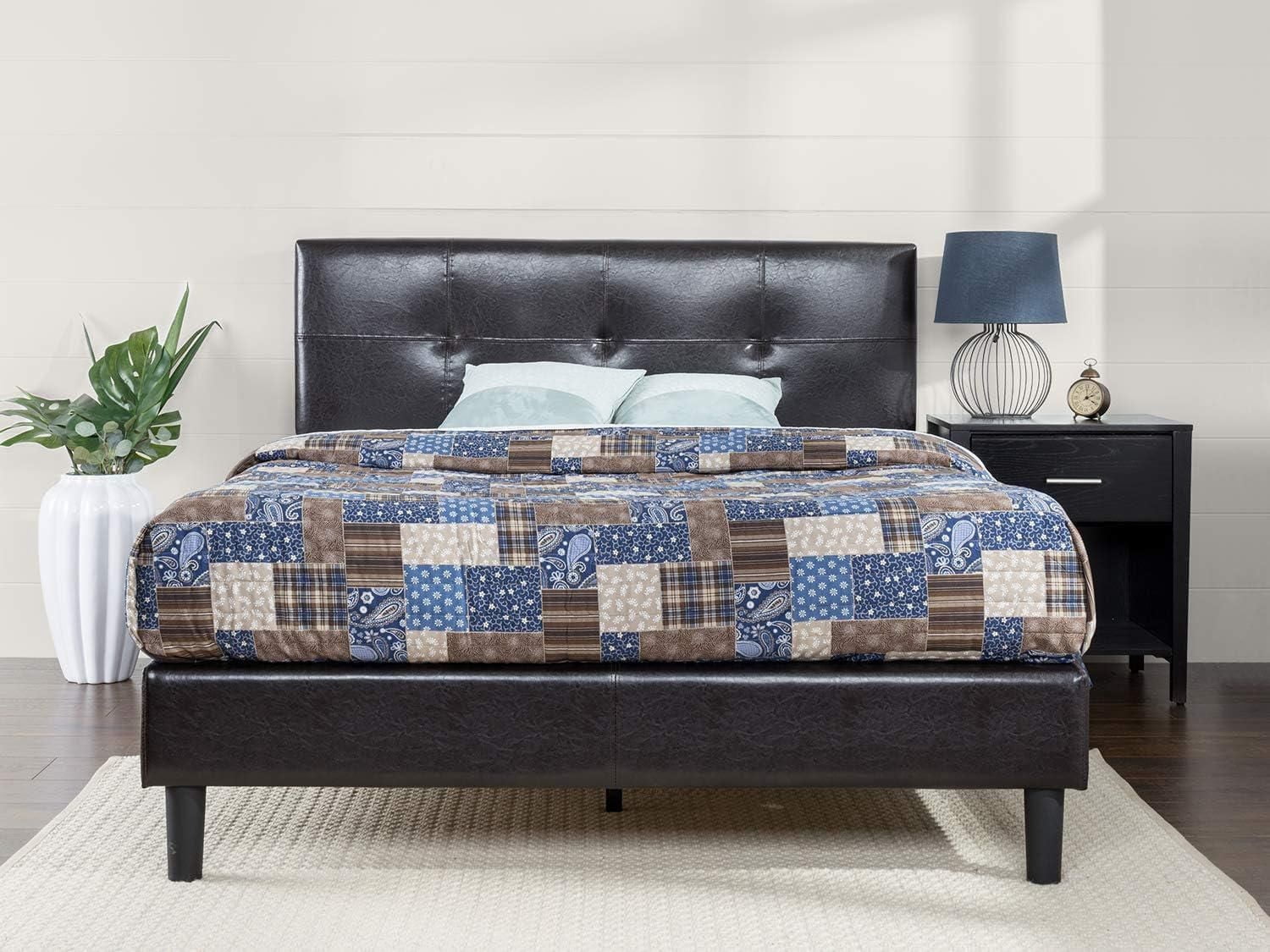 Zinus Kitch 44 inch Faux Leather Upholstered Platform Bed Frame