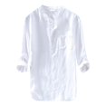 thumbnail image 1 of Mens Shirts Button Down Autumn Thobe Arabic Long Sleeve Black Men Fall Clothes size L, 1 of 7