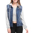 thumbnail image 1 of INSPIRE CHIC Veste en Denim à Capuche à Cordon Superposée pour Femmes avec Poches, 1 of 5