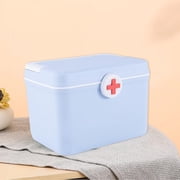 Vadktai First Aid Box Organizer Empty 8" Vintage First Aid Kit Tin Metal Medical Box - First Aid Storage Box Container Bins with Dividers, Removable Tray and Cross Logo