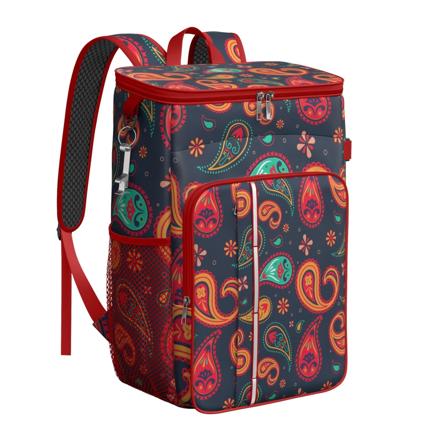 Colorful Ethnic Cooler Backpack - 20L Insulated Lunch Bag with Exotic Abstract Pattern, Lightweight & Durable for Camping, Beach & Road Trips