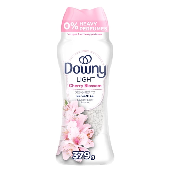 Perles rehausse-parfum pour lessive Downy Léger, parfum Fleur de cerisier, perles pour les tissus et la lessive, conçues pour être douces avec une légère bouffée de parfum, sans parfums prononcés