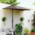 thumbnail image 2 of Outsunny 9ft Half Round Umbrella Outdoor Balcony Parasol w/ 5 Ribs Coffee, 2 of 10
