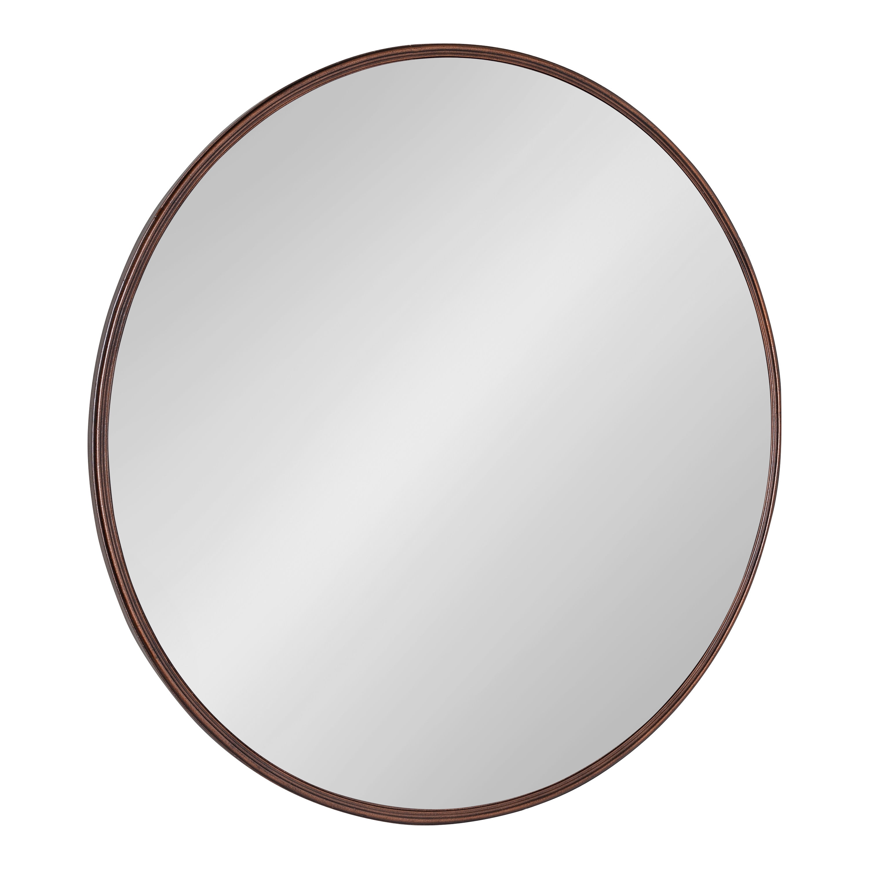 Kate and Laurel Caskill Glam Round Framed Wall Mirror, 30 Inch Diameter, Bronze, Modern Circular Mirror for Wall Décor