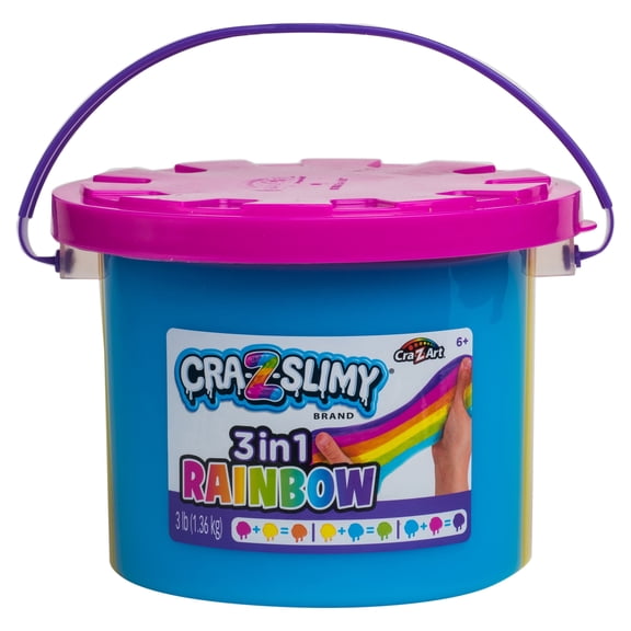 Cra-Z-Art Cra-Z-Slimy 3 in 1 Rainbow Slime Bucket, Slime Kit for Kids, Sensory Crafts. Ages 6+. Great Gift for any occasion.