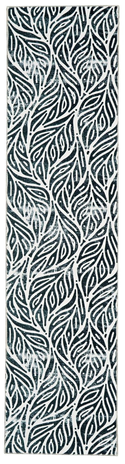 Tapis de couloir lavable Leona 2 pi x 8 pi ivoire et noir